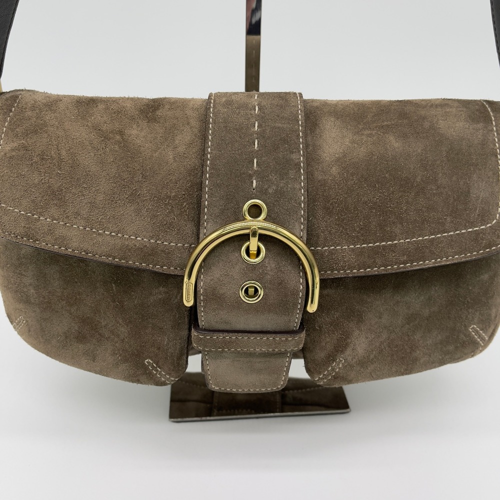 Y2K Coach Soho Suede Shoulder Bag Buckle Brown Quiet Luxury Indie F05S-3659 - Picture 3 of 16